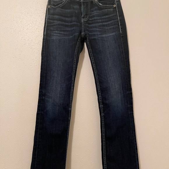 Women’s BKE Denim Aiden 26R X 28 Bootleg RN75720 Dark Wash WHISKERING - Picture 3 of 12